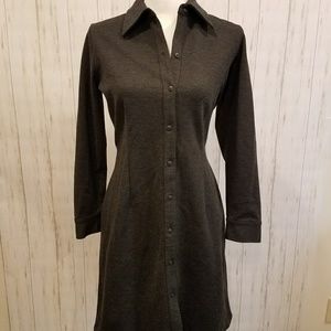 Eddie Bauer Dark Grey Shirt Dress Petite Medium